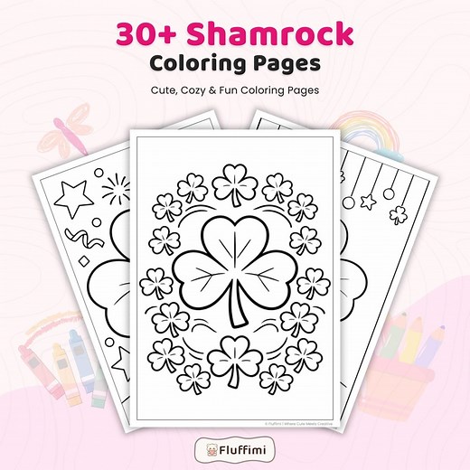 30  Shamrock Coloring Pages, Four Leaf Clover Coloring Pages, St. Patrick's Day Sheets, Lucky Clover Coloring Pages, Printable Coloring PDF - Etsy