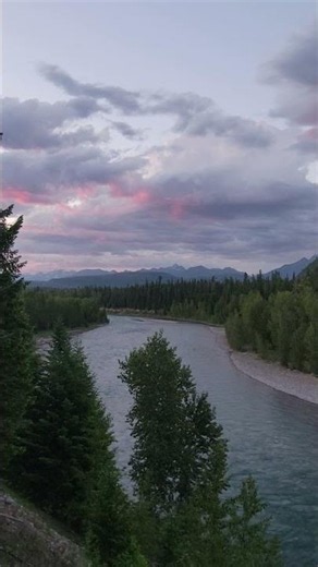 Pink Sunset Over Glacier National Park | Middle Fork Flathead River