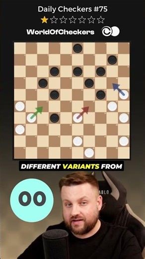 Easy warm-up ✅ ⚪⚫ ⭐1/7 | Daily Checkers #75