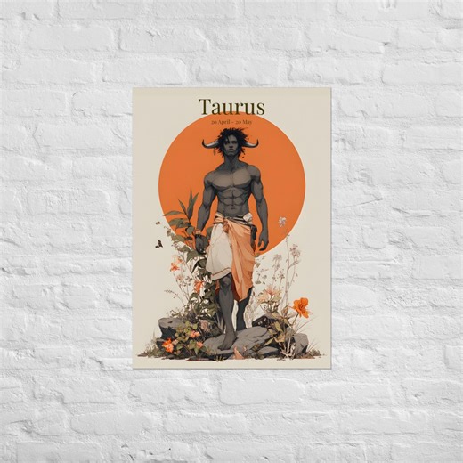 Taurus Zodiac Art Print – Mythic Bull Celestial Wall Decor (23.4" X 33.1") - Etsy
