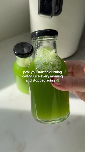 Why should I drink celery juice?? The concept of drinking celery juice was made famous by @medicalmedium and the benefits are wild. Starting my day with celery juice on an empty stomach has been one of the best things I've done for my health. Here's why: * ﻿﻿Anti-aging. Drinking celery juice on an empty stomach every morning helps to naturally increase collagen and smooth the skin. * ﻿﻿Strengthened liver. Celery juice flushes toxins from your liver and helps to restore your central nervous syste