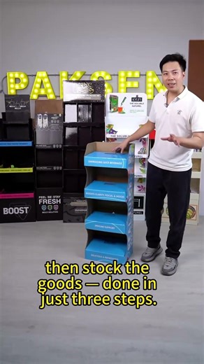 One-Piece Integrated Paper Display Shelf for Supermarket Retail #customizedretaildisplays