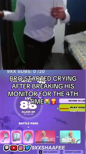 Streamer Breaks Monitor for the 4th Time and Cries