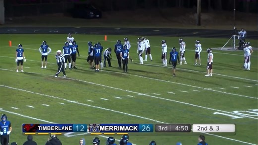 Merrimack TV Player of the Game is Cayden Dine! 🏈 Cayden was unstoppable in his final high school game, catching a touchdown, snagging an interception, and throwing for two more in the second half! Merrimack Varsity Football closed out their year with a post-season win over Timberlane. 🥳 Watch the full game on the Merrimack TV app (free on your smart TV or mobile device) or in our Video Vault on our website. #merrimacknh #merrimack #newhampshire #hsfootball #nhiaa #football | Merrimack TV
