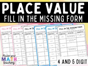4 and 5 digit place value missing forms activity
