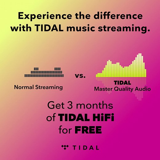 3 months. Free. Experience high quality music streaming on us. | TIDAL