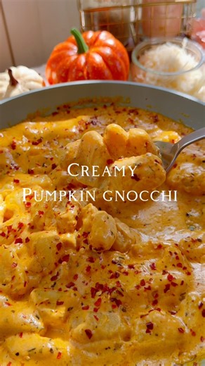 Creamy Pumpkin Gnocchi (recipe in description & comments)