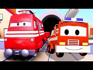 Troy the Train and the Fire Truck in Car City | Trains & Trucks cartoons for kids