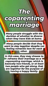 29K views · 39 reactions | So what should you tell your kids about your coparenting marriage? As the point of a coparenting marriage is that the couple thinks it is overall positive, and the best choice for the family, focus on this. If your kids ask whether you are in love, or why you don’t kiss each other, you might say, “We love each other and are happy to have a great family together. It’s more of a family and close friend feeling for us.” | Dr. Psych Mom | Facebook