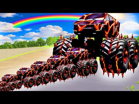 Big & Small Wide Monster Lightning McQueen Giant Wheels Vs Thomas Train | BeamNG.Drive