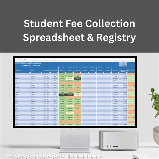 Student Fee Collection Tracker and Payment Recorder Excel Tool, School Class and Student Registry, Track Monthly Fee Payments Subscriptions - Etsy