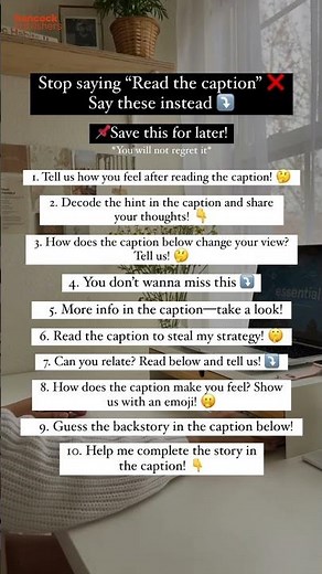 TEN Better Ways to Say "Read The Caption" #socialmediatips #socialmedia
