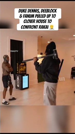 Duke Dennis, DeeBlock & Fanum pulled up to clover house to confront Rakai 🤦 #rakai #shorts