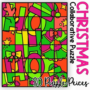Christmas Collaborative Coloring Poster | Community Building Class Puzzle Art