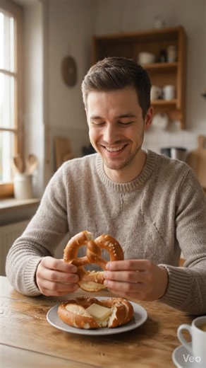 Ich frühstücke jeden Morgen eine Brezel mit Butter #Shorts #Deutschlernen #Frühstück #Brezel #Essen