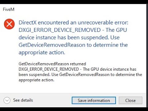 FiveM วิธีแก้ปัญหา DirectX encountered an unrecoverable error