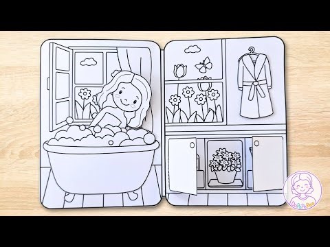 DIY Paper Dollhouse Book 🎨 Printable Coloring Craft for Kids (Easy Tutorial)