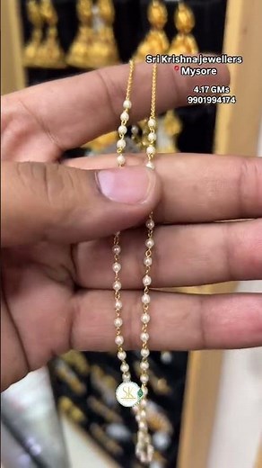very lightweight and beautiful pearl neck chain design start from only 4 grams gold jewellery