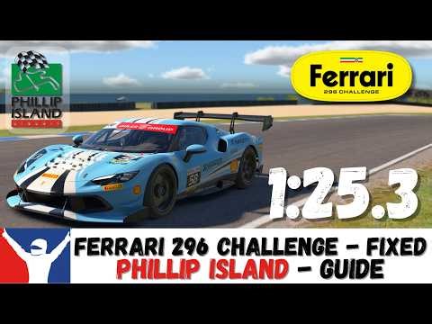 iRacing Ferrari Challenge Phillip Island Track Guide 1:25.3 - Ferrari 296 Challenge Phillip Island