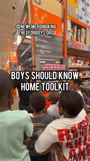 Boys should know how to build a basic toolkit.Hammer. Screwdrivers. Level. The basics.Because one day, your wife not calling somebody to hang a picture… she’s calling you.We’re teaching these boys to be useful — for themselves and for their family.