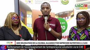 VISITE DE TRAVAIL DE LA GLOBAL ALLIANCE FOR IMPROVED NUTRITION À L’UAC Renforcement de l’accompagnement de l’entrepreneuriat estudiantin via le C3E Dans le cadre d’une visite de travail à l’Université d’Abomey-Calavi (UAC), les responsables de la Global Alliance for Improved Nutrition (GAIN) ont été reçus par le Vice-Recteur chargé des Affaires Académiques, Prof. Yélindo Patrick HOUESSOU, ce lundi 19 mai 2025. Cette rencontre vise à renforcer l’accompagnement de l’entrepreneuriat estudiantin à t