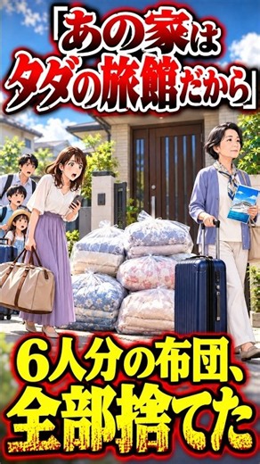 お盆に大荷物で来た嫁一家「今年も泊まります」しかし玄関前には6人分の布団が… #スカッとする話