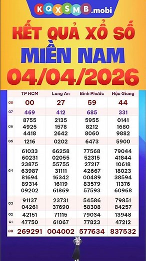 Southern Vietnam Lottery Results April 4, 2026 - Southern Vietnam Lottery - Saturday - xosomiennam