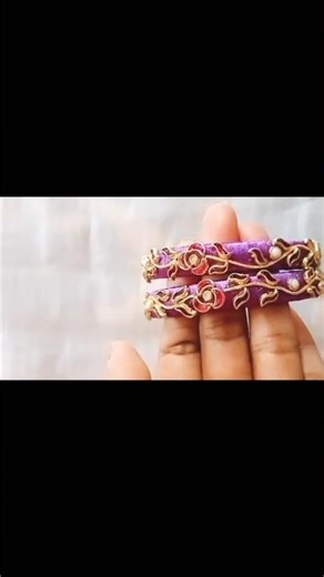 Silk Thread Bangles Making with Kundan beads#art#diy#silk#thread#shorts