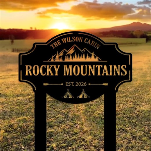 Personalized Cabin Metal Sign Rocky Mountains Custom Family Name Outdoor Rustic Lodge Decor - Etsy