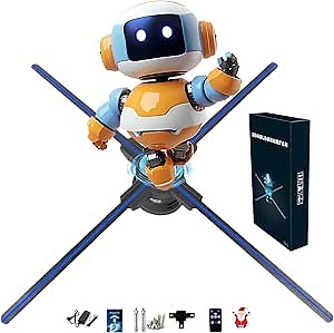 3dhologramfan, 22" Holographic Video Advertising Projector Screwless Led Lights 768 Pcs Hd Led With App+Wifi+Remote Control+ Bluetooth For Bar, Shop, Halloween, Christmas with 1500 Video Library