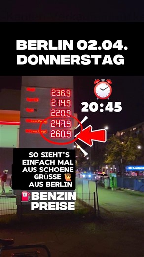 SPRITPREISE ⛽ BERLIN | BENZINPREISE 02.04. Donnerstag | 20:45