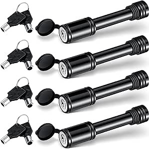 4 Pieces Trailer Tongue Coupler Lock Fits Latch Type Coupler Trailer Hitch Locks Trailer Pin Lock Trailer Tongue Lock Towing Hitch Locks with Keys for Trailer RV Car Boat Truck (Black, 5/8 Inch)