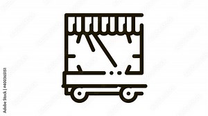 mobile puppet theater Icon Animation. black mobile puppet theater animated icon on white background