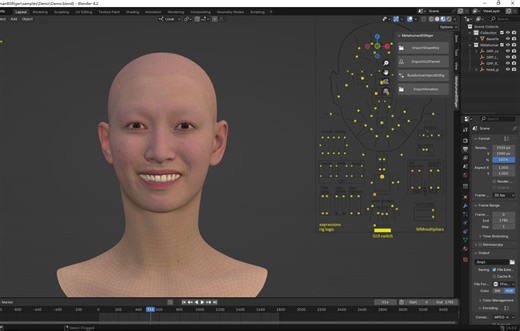 【blender教程】将任意metahuman dna(小于ue5.6)生成blender Blendshape绑定教程