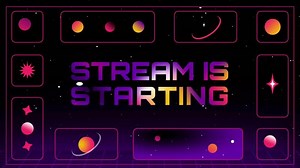 Stream overlay, starting soon on retro style background animation