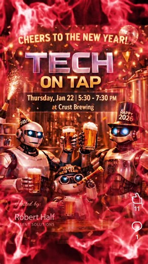 🍺 TECH ON TAP 📅 Thursday, January 22, 2026 🕠 5:30 – 7:30 PM 📍 Crust Brewing (5500 Park Place, Rosemont, IL) ⸻ Kick off the New Year with fellow IT and service professionals over craft beer, great conversation, and zero slide decks. Whether you’re here to swap ideas, build new connections, or simply unwind after the holiday rush, Tech on Tap is the perfect way to start 2026 strong. 👉 Come for the networking. Stay for the hops. ⸻ 🤝 Hosted by Robert Half HDI Chicagoland Chapter ⸻ 🍻 What to E
