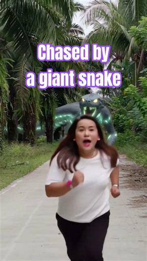 A girl chased by a giant snake. #shorts #viral