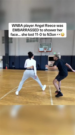 WNBA player Angel Reece was EMBARRASSED to shower her face… she lost 11-0 to N3on 👀😳 #n3on #wnba #angelreese
