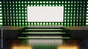 Animated background with colored lights with a white screen suitable for use in displaying a marketing product, a marketing video, or images for an advertised purpose.