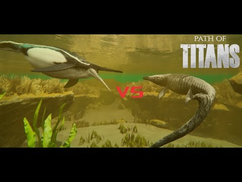 Shonisaurus vs Mosasaurus Path of Titans