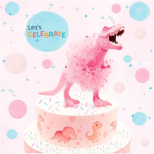 Pink T-rex Cake Topper: Dinosaur in Tutu, Girly Party Decoration - Etsy