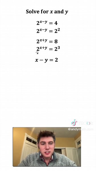 Solving System of Equations with 2 to the Power of X and Y | Math Fun
