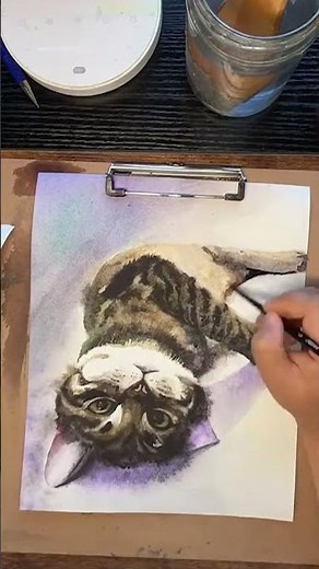 Watercolor Art Process: Bringing a Tabby Cat to Life #TabbyCatArt #WatercolorCats