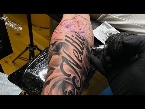 LIVE TATTOO: FOREARM SCRIPT & ROSES 🌹
