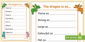 Dragon Simile Poem Template