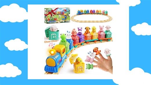 Watch Electric Train Set for Toddlers with Lights, Music, Animals & Tracks on Amazon Live