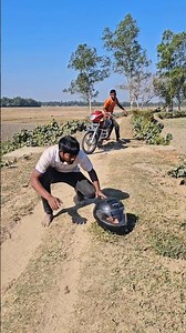 The boy is thinking about riding a bike on the road due to lack of money.0
