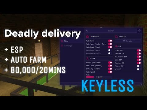 FREE Deadly Delivery *KEYLESS* script | (PASTEBIN 2025) ESP monster & chests, 90k Auto farm