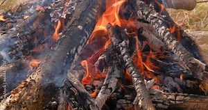 Campfire open fire for cooking in nature