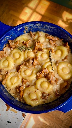 Gaweł Czajka on Instagram: "Mięciutkie kluski NIE-śląskie przypominające grzybki. Mama takich nie robiła. 😅 Kluchy bezglutenowe z sosem kurkowym na cydrze albo soku jabłkowym z parmezanem. No pycha! Zapiszcie sobie przepis, kto będzie robił? Potrzebujemy na 2-3 porcje: pół kg ziemniaków mąka ziemniaczana około 150 g jajko pół kilo kurek masło 4 gałązki tymianku większa cebula albo 3 szalotki 150 ml śmietanki 30-36% 60 ml cydru albo soku jabłkowego garść startego parmezanu pieprz i sól Obrane i 